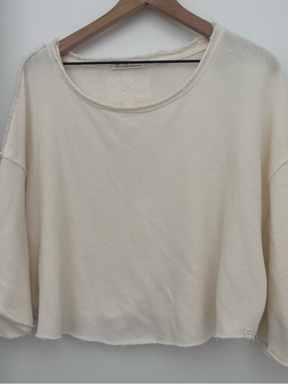 We The Free Cream Boxy Raw-Edge Crop Top